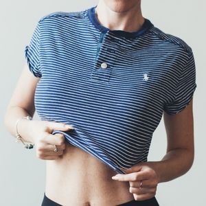 3 FOR $25 Cute Ralph Lauren Polo Striped Crop Top